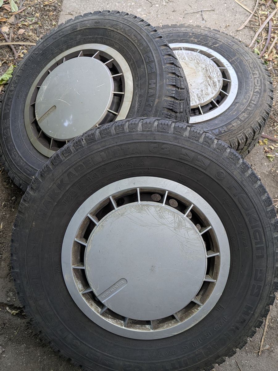 3 Vanagon 14" Steel Wheels and 4 Hubcaps