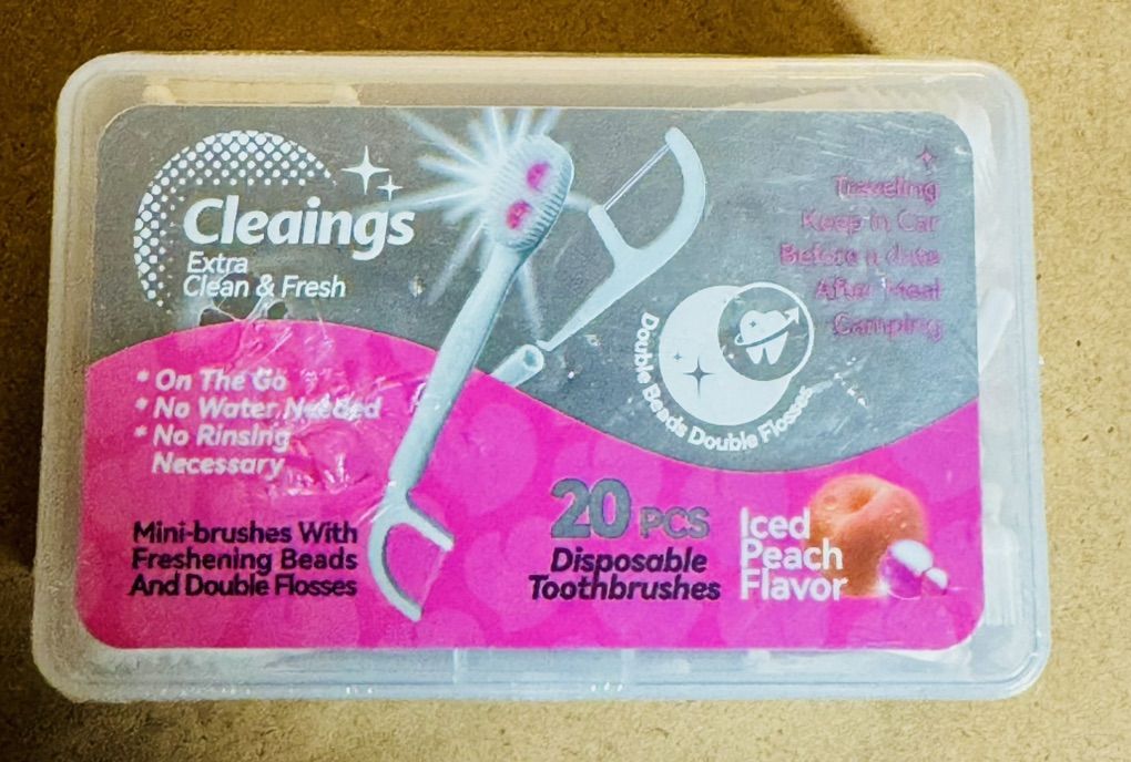 A set of 20 disposable mini toothbrushes $6