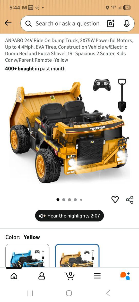 25 v ride on dump truck