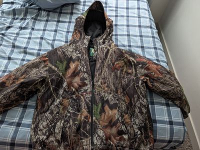 Camo Parka, rain jacket, pants