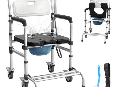 4 In 1 Rolling Commode Chair,shower Chair