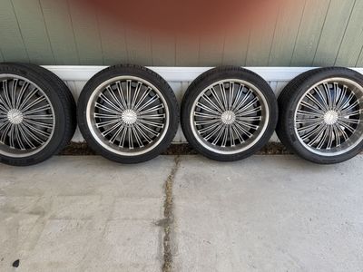 Set of 4 Used Wheels and Tires - Chrome & Black Design