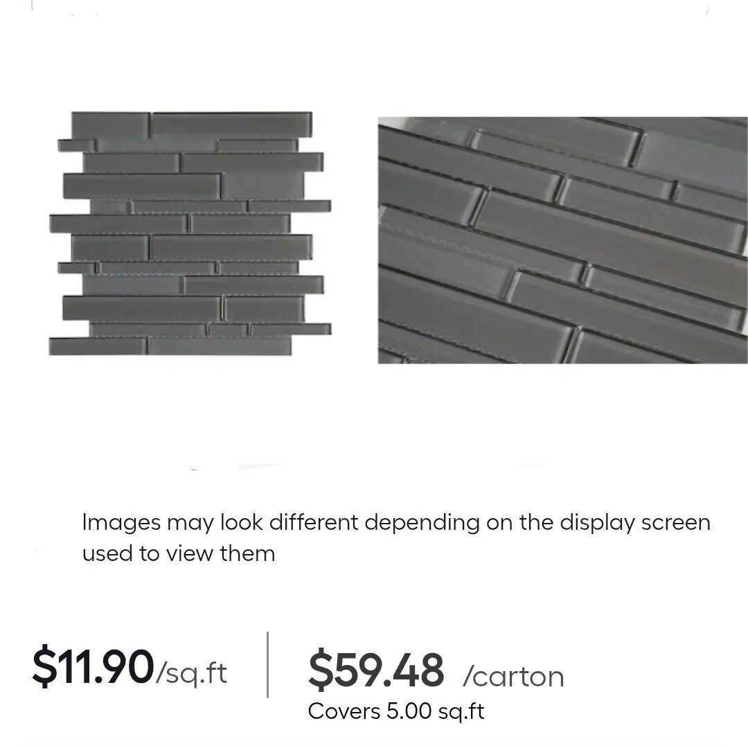 Tiles Premium Glass Series Dark Gray 12-in x 12-in