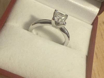 Princess cut 1.02 ct with white gold band size 6