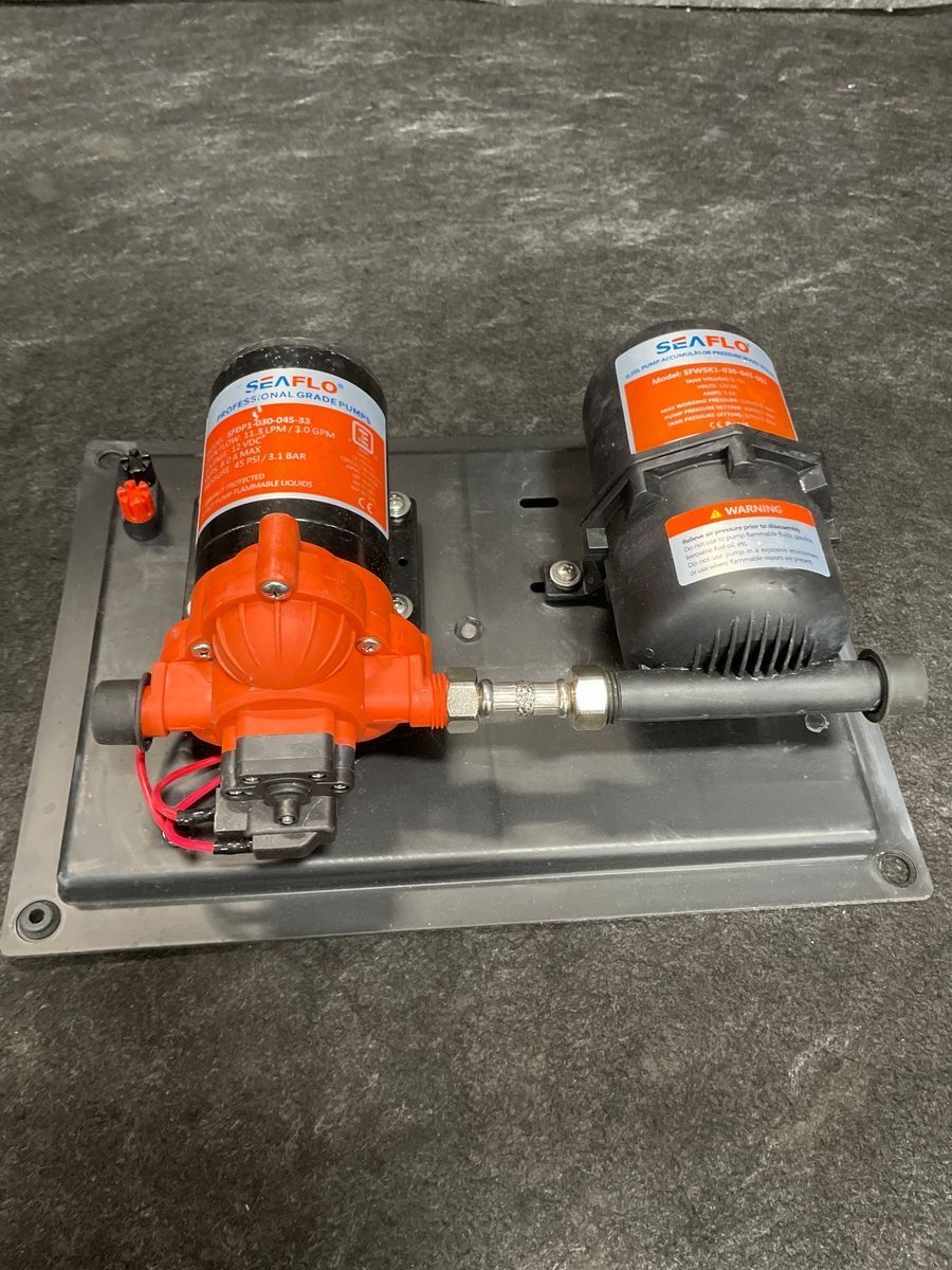 Shu flow pump w/ pressure boost accumulator 12V RV system