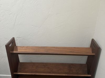 Wooden Book Display Shelf - 3-Tier, Dark Wood Finish, Ideal for Children's Books or Magazines
