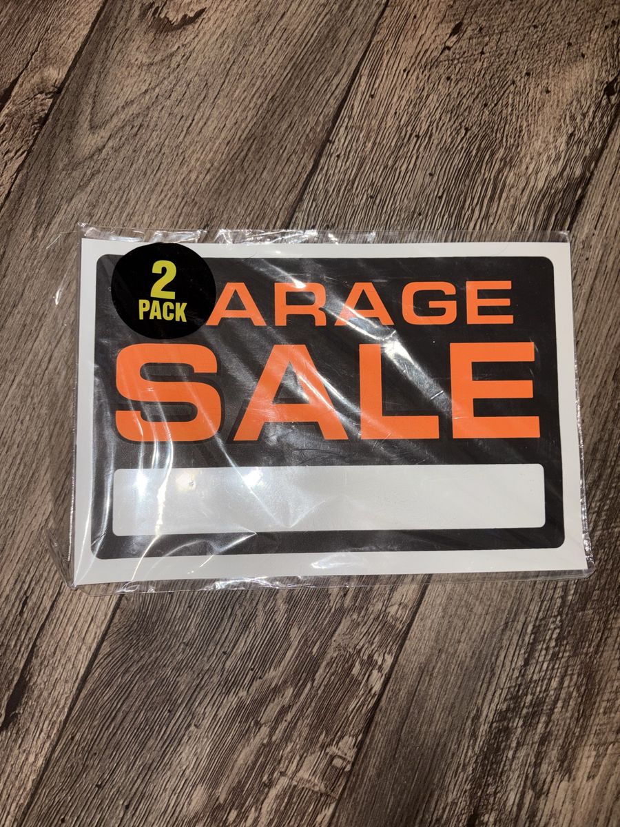 2-Pack Garage Sale Signs - Black & Orange with Blank Space for Details