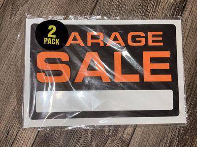 2-Pack Garage Sale Signs - Black & Orange with Blank Space for Details