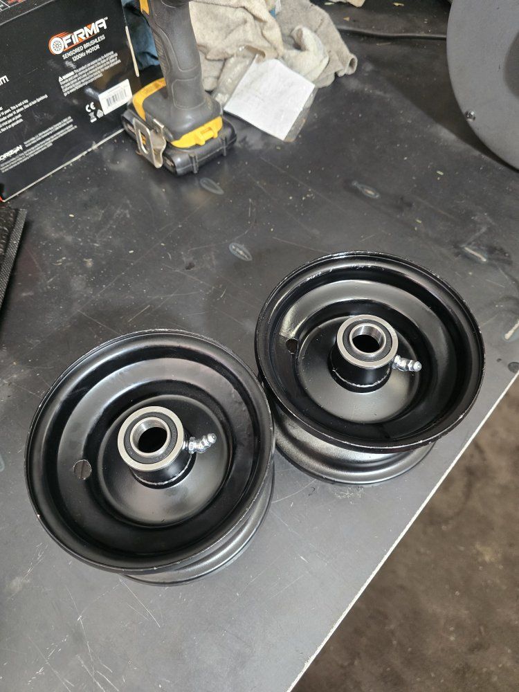 2 Black 5-inch Go-Kart Wheels with Bearings - Heavy Duty Steel Rims