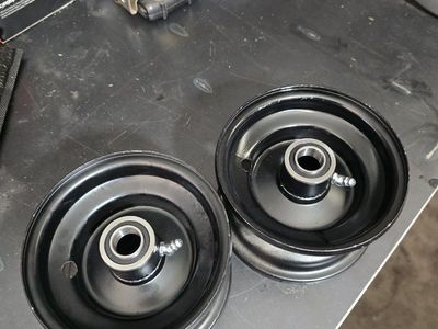 2 Black 5-inch Go-Kart Wheels with Bearings - Heavy Duty Steel Rims