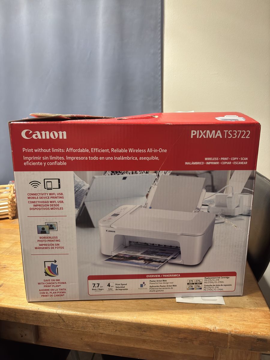 Canon PIXMA TS3722 Wireless All-in-One Printer - Print, Copy, Scan, Borderless Photo Printing
