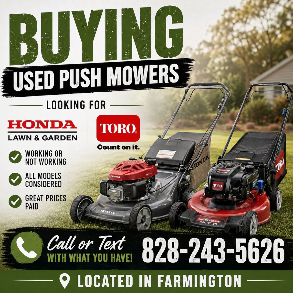 WANTED: Honda and Toro Push Mowers 