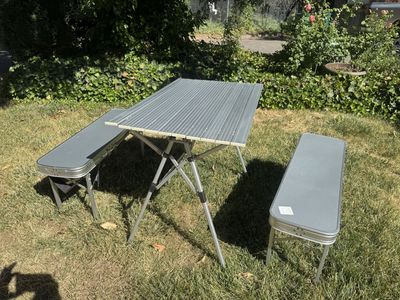 Cabela's Folding Camp Table & Benches Set - Portable Outdoor Picnic Table w/ Carry Bag