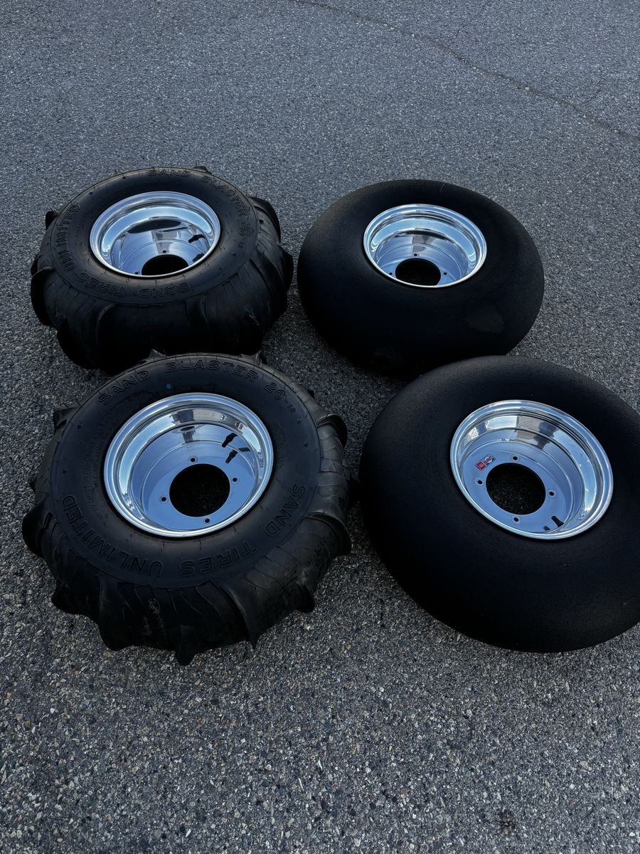 Sand Tires Unlimited Sand Blaster 26-12 Paddle Tires with Chrome Wheels Set of 4