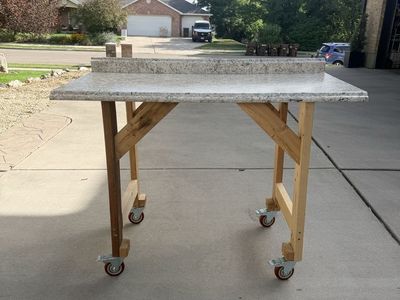 Workbench on heavy duty wheels