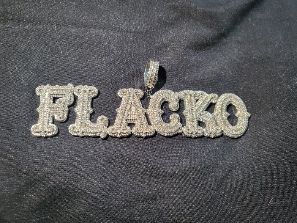 925 Silver 6' Custom "FLACKO" Moissanite Pendant