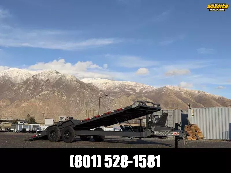 2026 RawMaxx 8.5x24 FYH Low Pro Full Tilt Equipment Car Hauler Trailer