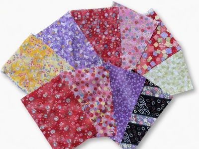 Japanese Chirimen Fabric Scraps - Set of 10 Pieces (23cm x 16cm)9.06”x6.30” from JAPAN