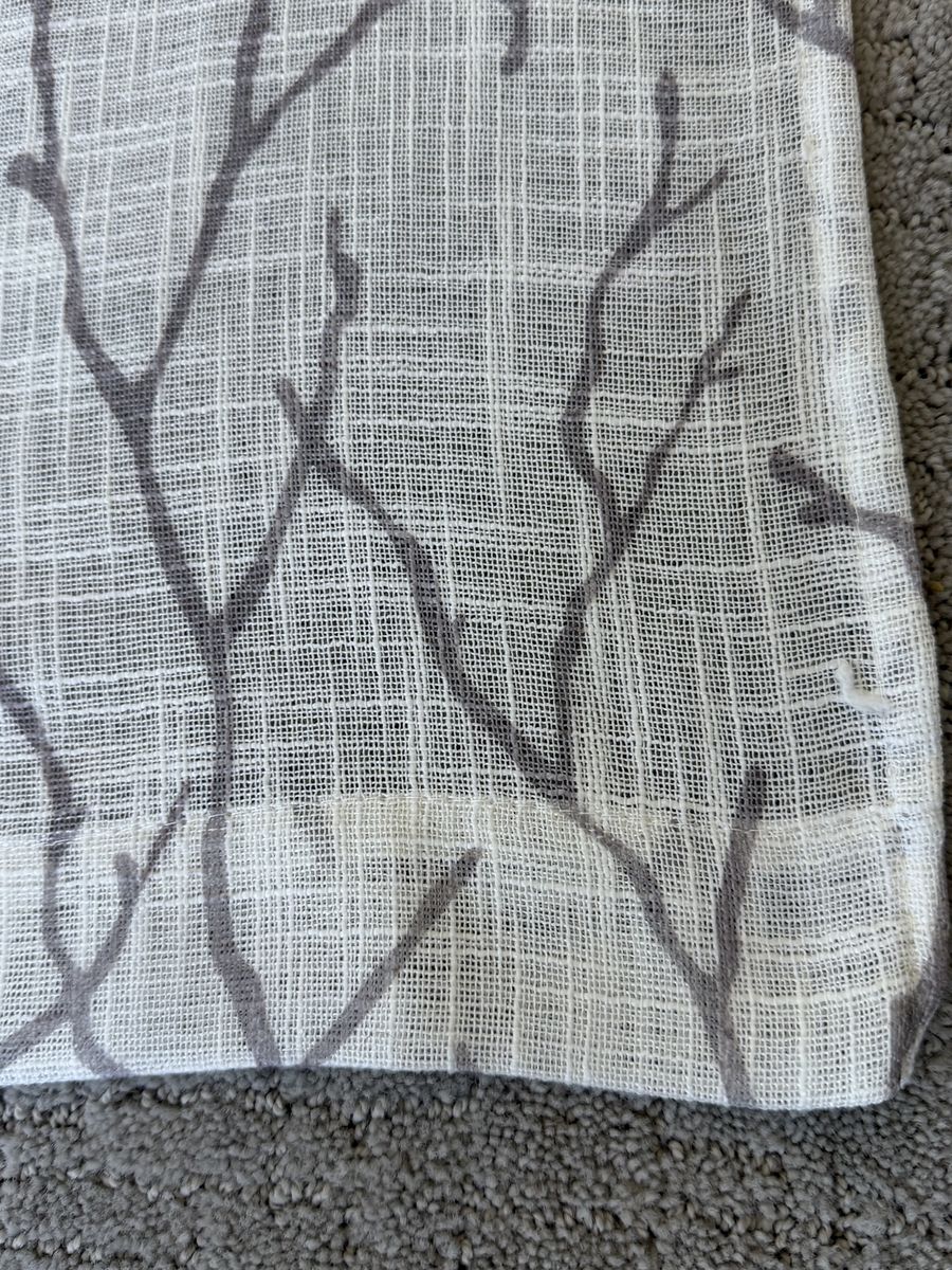 Grey Branch Pattern Sheer Grommet Curtains - Six panels available