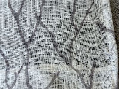 Grey Branch Pattern Sheer Grommet Curtains - Six panels available