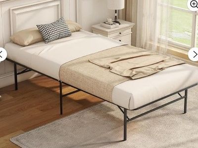 New - Eleura Home 14" Twin Foldable Metal Platform Bed Frame w/ Steel Slats