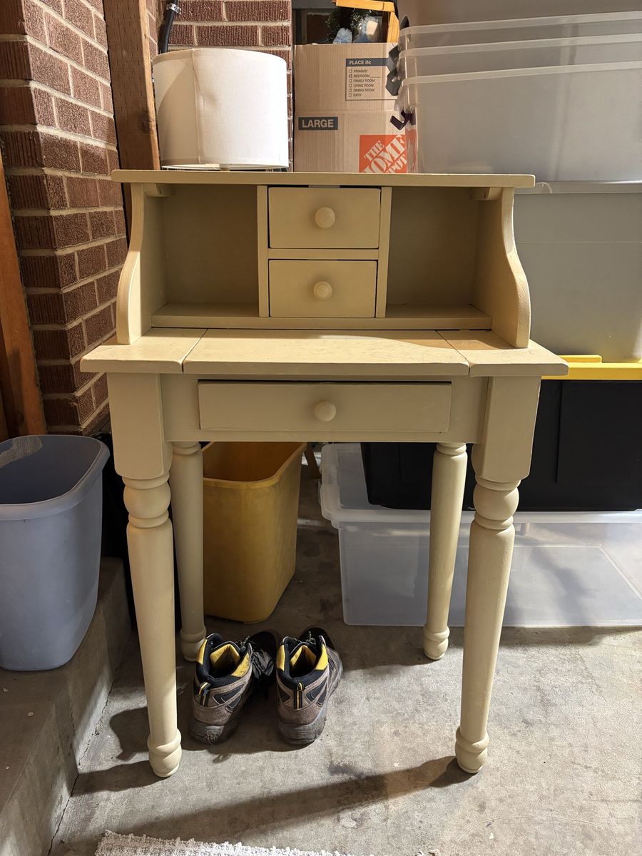 Versatile Small Secretary Desk/Entryway Table with Drawers - Light Yellow/Cream