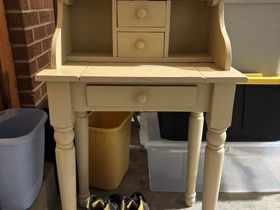 Versatile Small Secretary Desk/Entryway Table with Drawers - Light Yellow/Cream