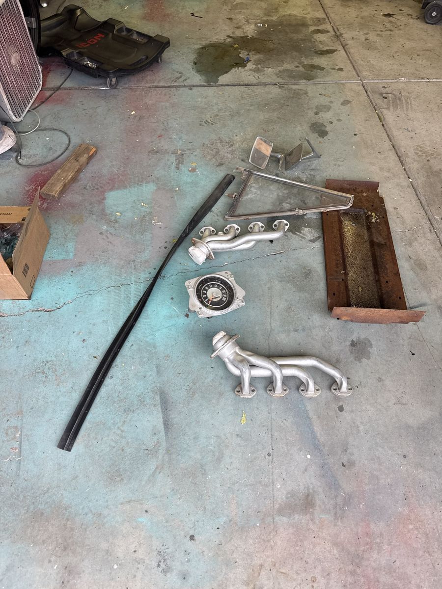 Assorted Classic BroncoParts - Exhaust Manifolds, Speedometer, Glass, etc. 