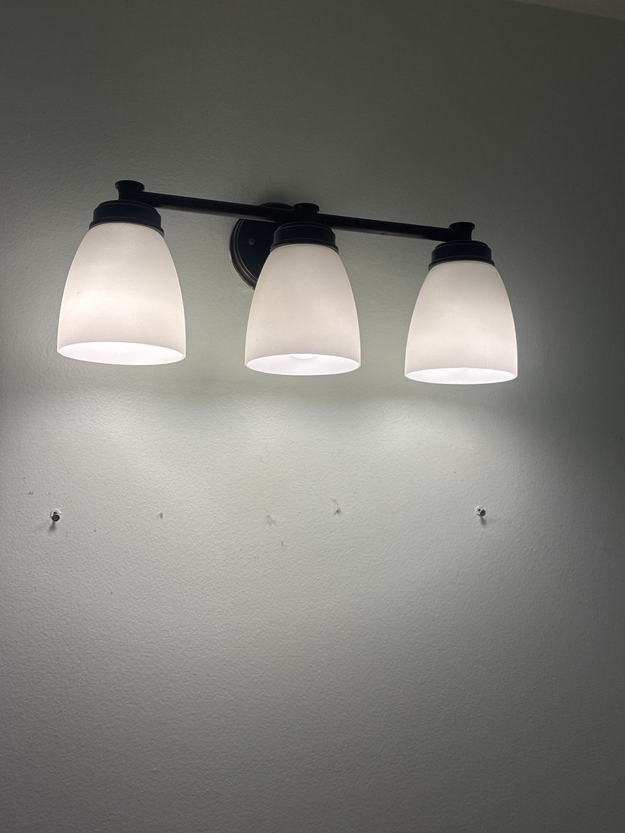 3-Light Vanity Light Fixture Oil Rubbed Bronze with Frosted Glass Shades