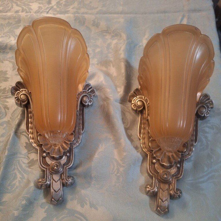 Art Deco 1920 wall sconce pair