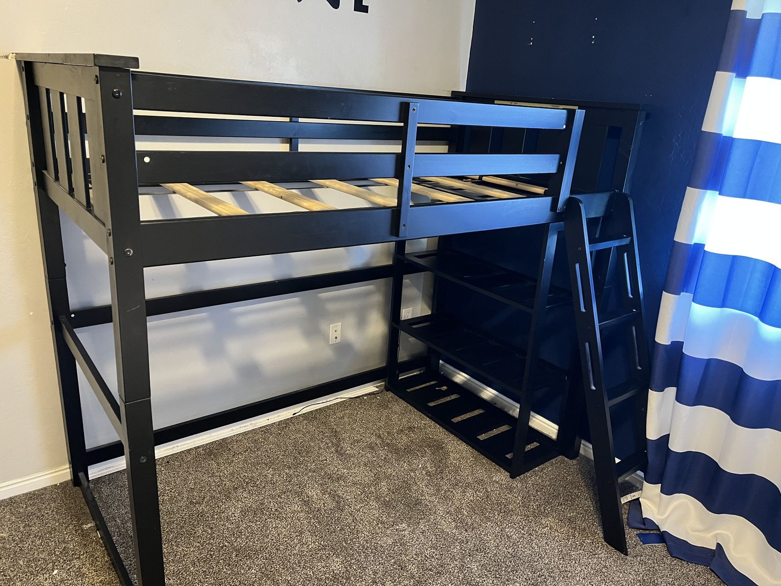 Wood twin loft bed