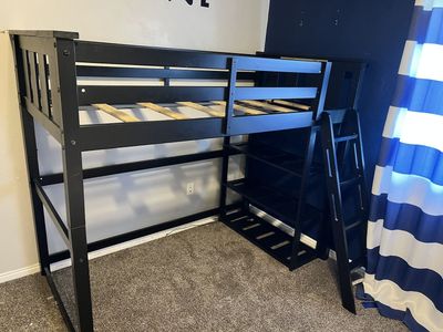 Wood twin loft bed