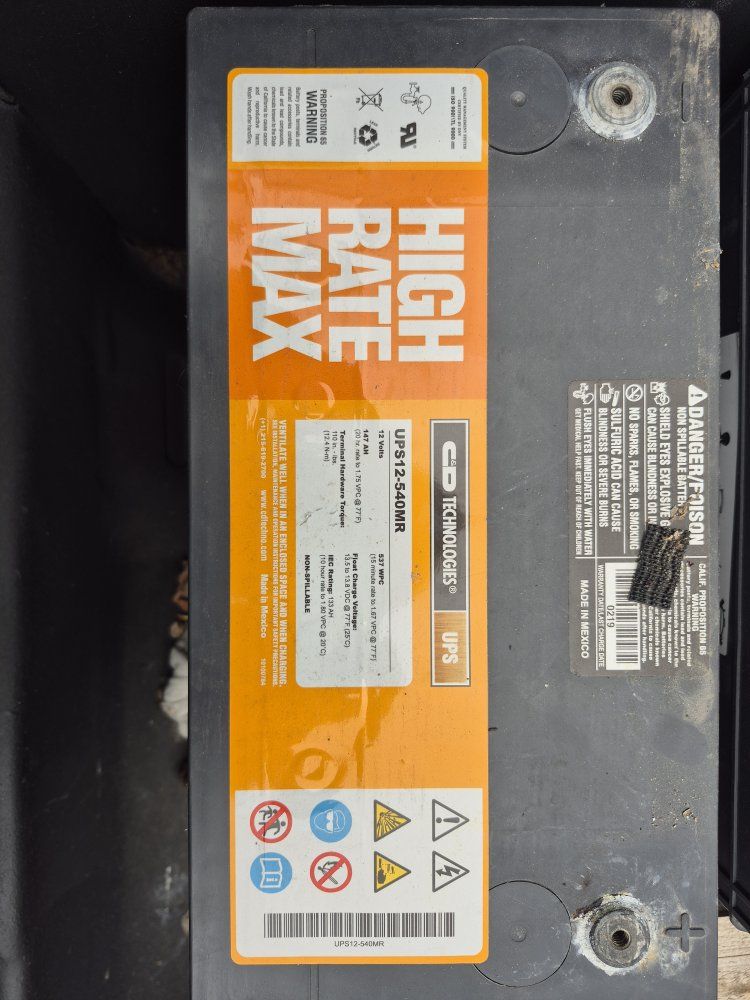 C&D Technologies UPS12-540MR High Rate Max 12V 147AH Sealed Lead Acid UPS Battery