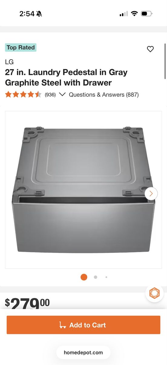 LG WDP4K 27" Graphite Steel Laundry Pedestal with Storage Drawer