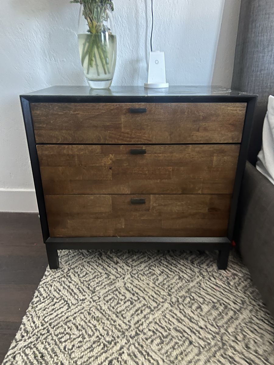 Modern 3-Drawer Nightstands (2) with Built-in Power Outlets