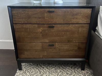 Modern 3-Drawer Nightstands (2) with Built-in Power Outlets