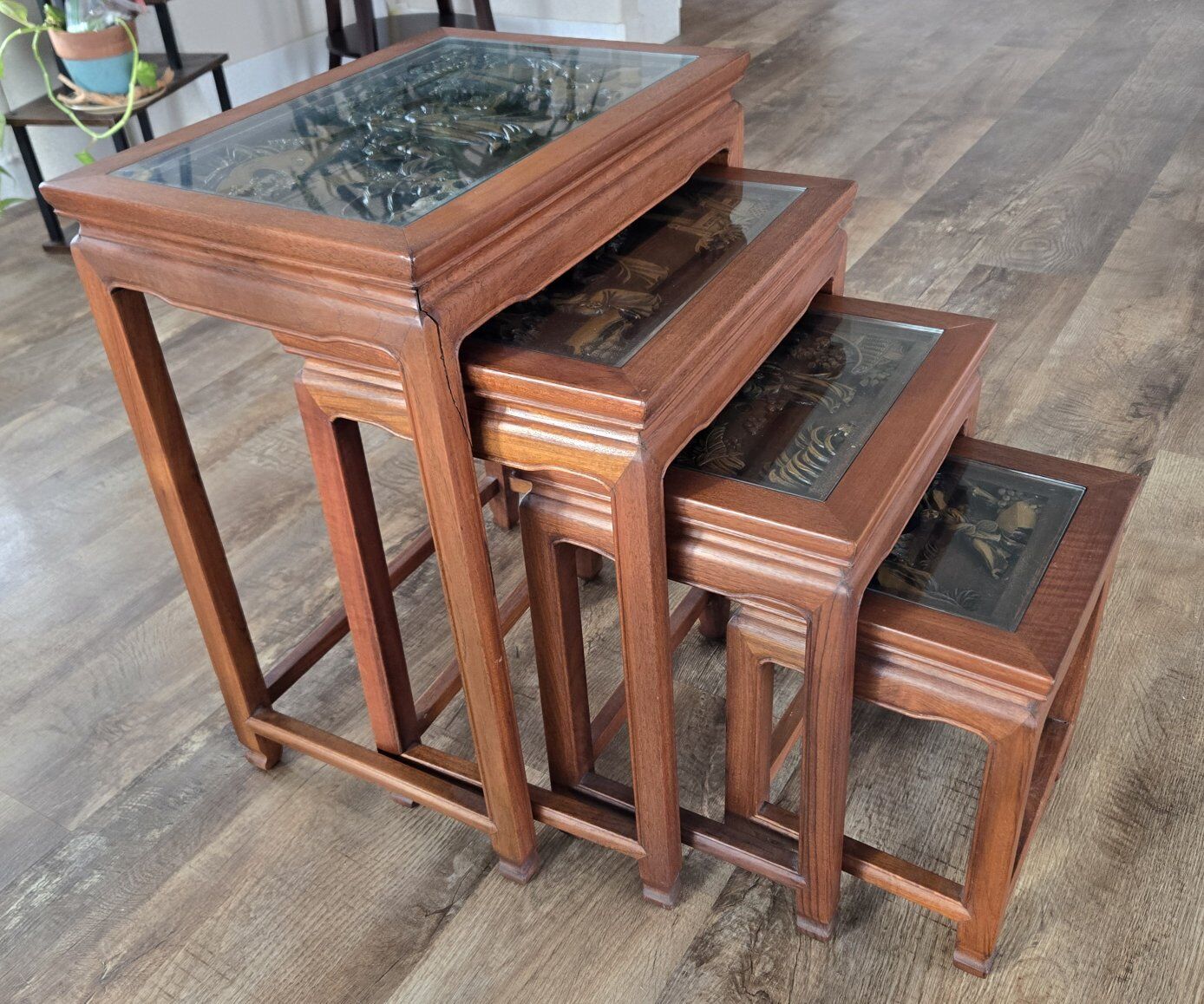 STUNNING Antique Handcarved Asian Nesting Tables