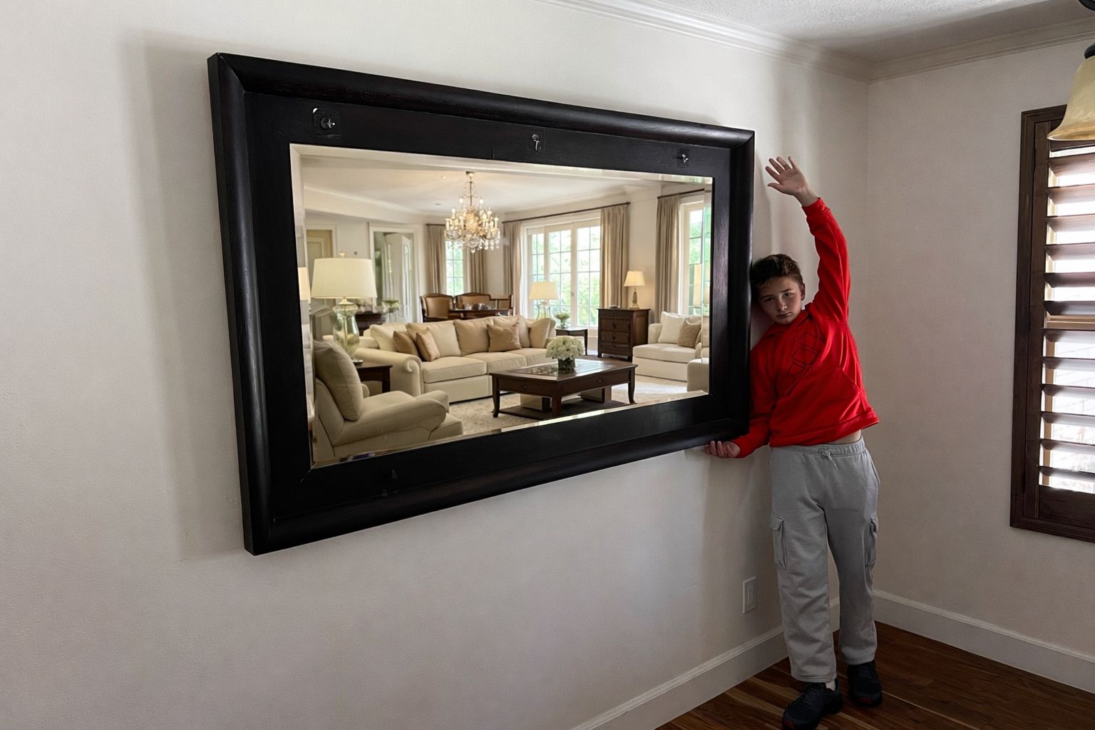 Oversized  Designer 6ft Solid Wood-Framed Mirror