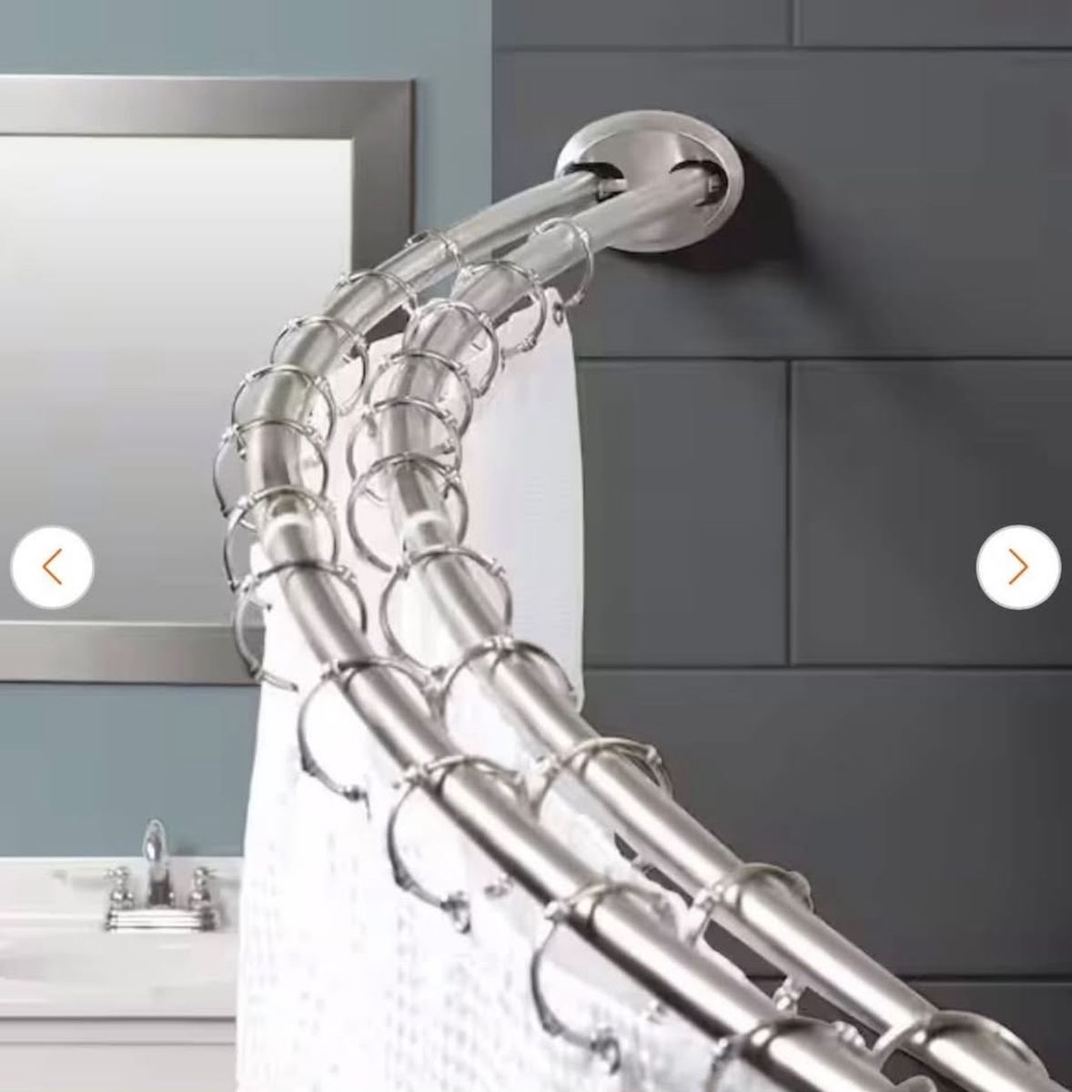 Double Curved Shower Curtain Rod Stainless Steel Adjustable 50-72 Inches