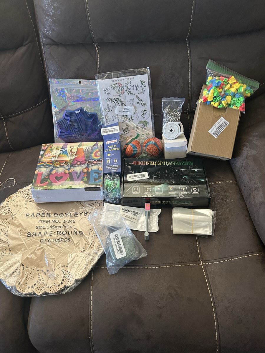 Assorted Lot: Vehicle Intelligent Lighting System, Craft Supplies, Home Decor, Sole Cleaner & More