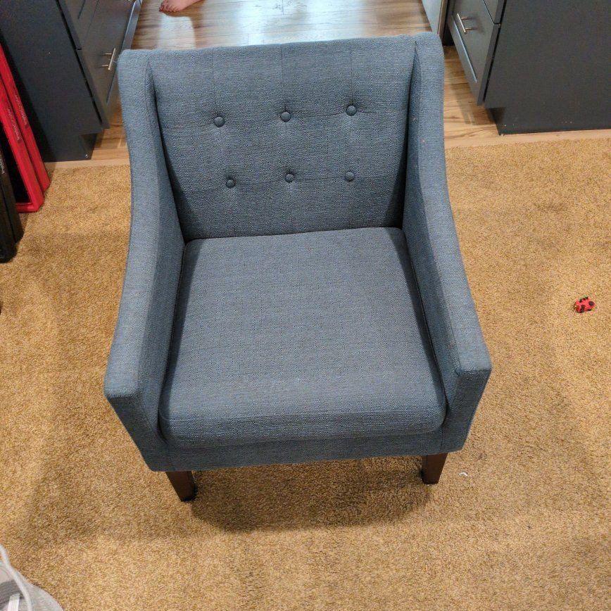 Stylish Blue Fabric Accent Chair
