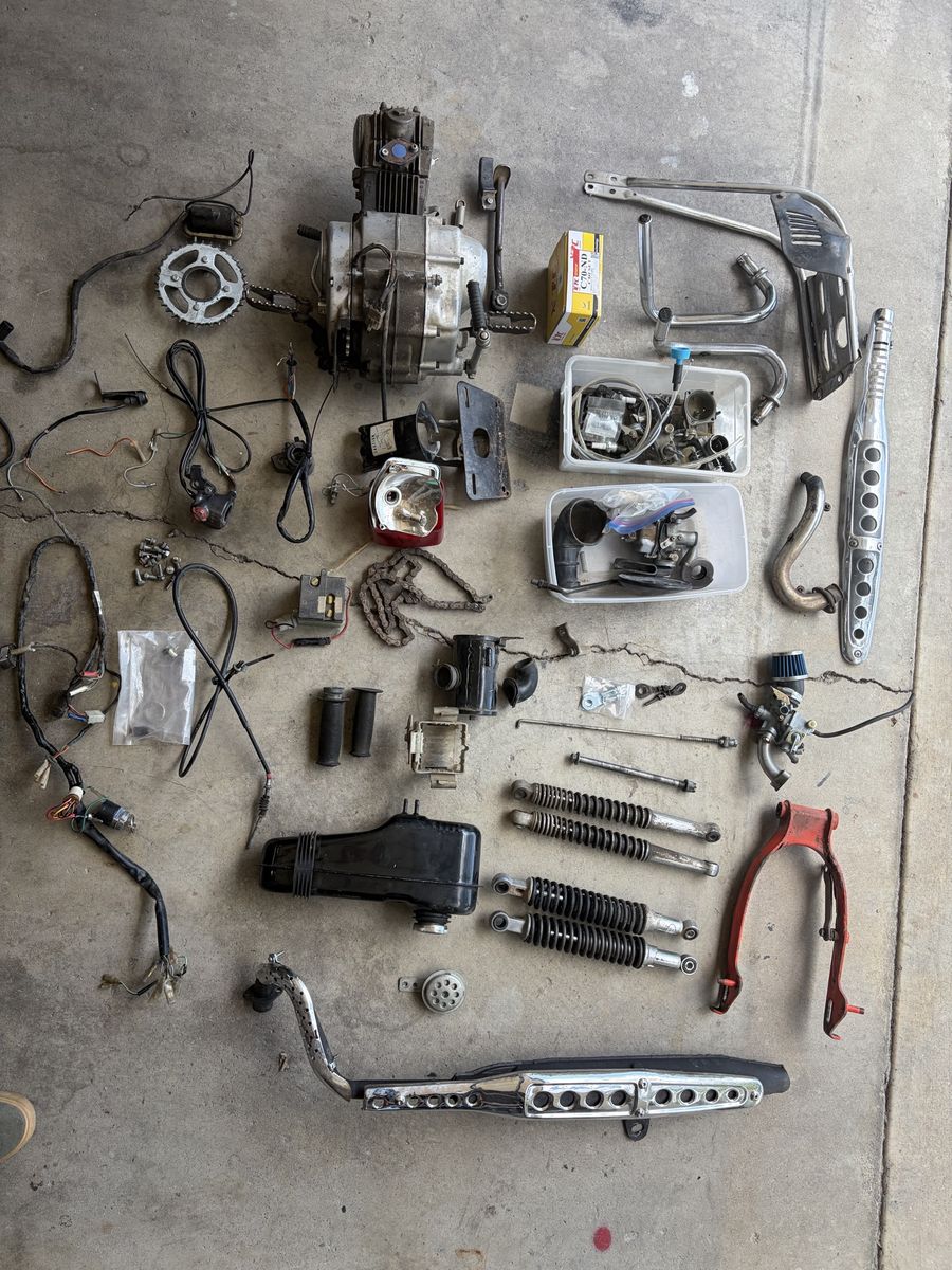 Used 1977 Honda CT 70, Trail 70 Motorcycle Parts Lot: Engine, Exhaust, Carburetors, Shocks & More - Project Bike Spares
