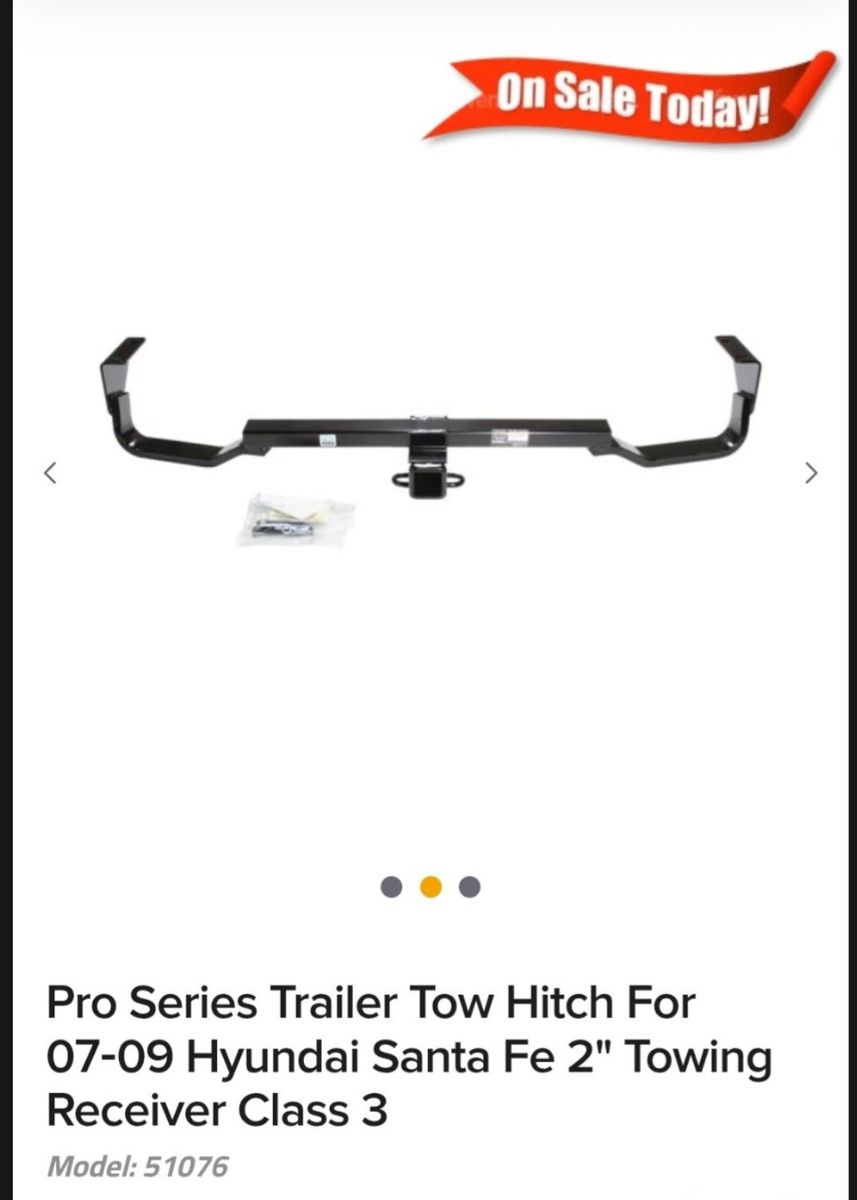 Pro Series Trailer Tow Hitch 51076 For 07-09 Hyundai Santa Fe 2" Class 3