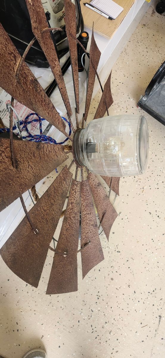 $20 each Farmhouse & Home Chandelier Lighting Fixtures with Mason Jar and Windmill Accents