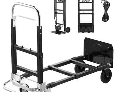 SKYSHALO 2 in 1 Folding Hand Truck, 500 lbs. Load Capacity for 4-Wheel Mode, Convertible Hand Truck Dolly with Wheels & Handle