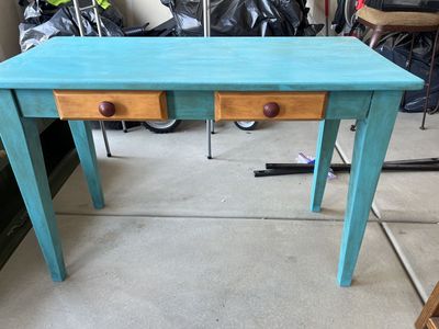 Sofa table with drawers . Very sturdy wood.