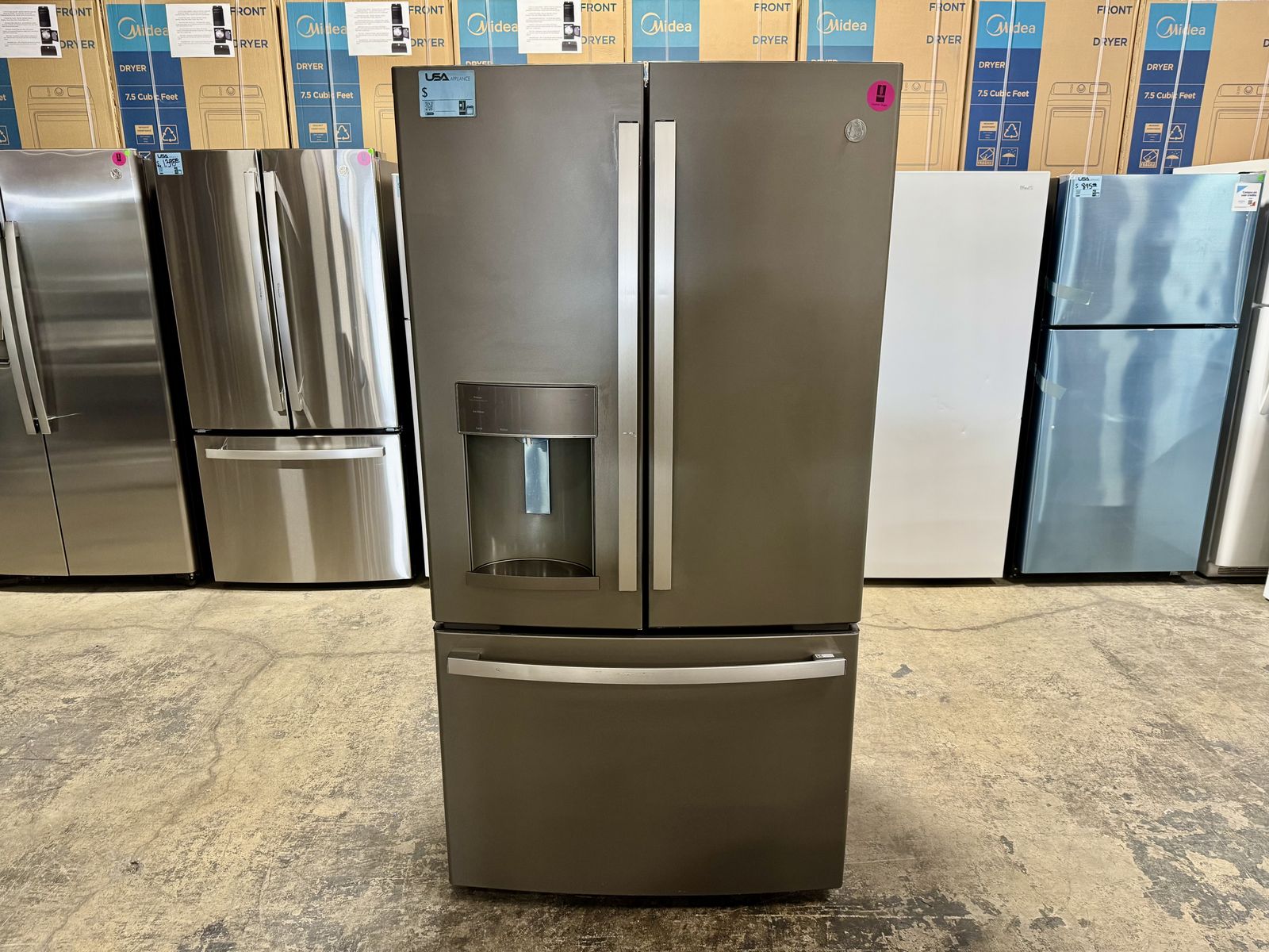 GE COUNTER DEPTH FRENCH DOOR REFRIGERATOR WITH 1 YEAR WARRANTY