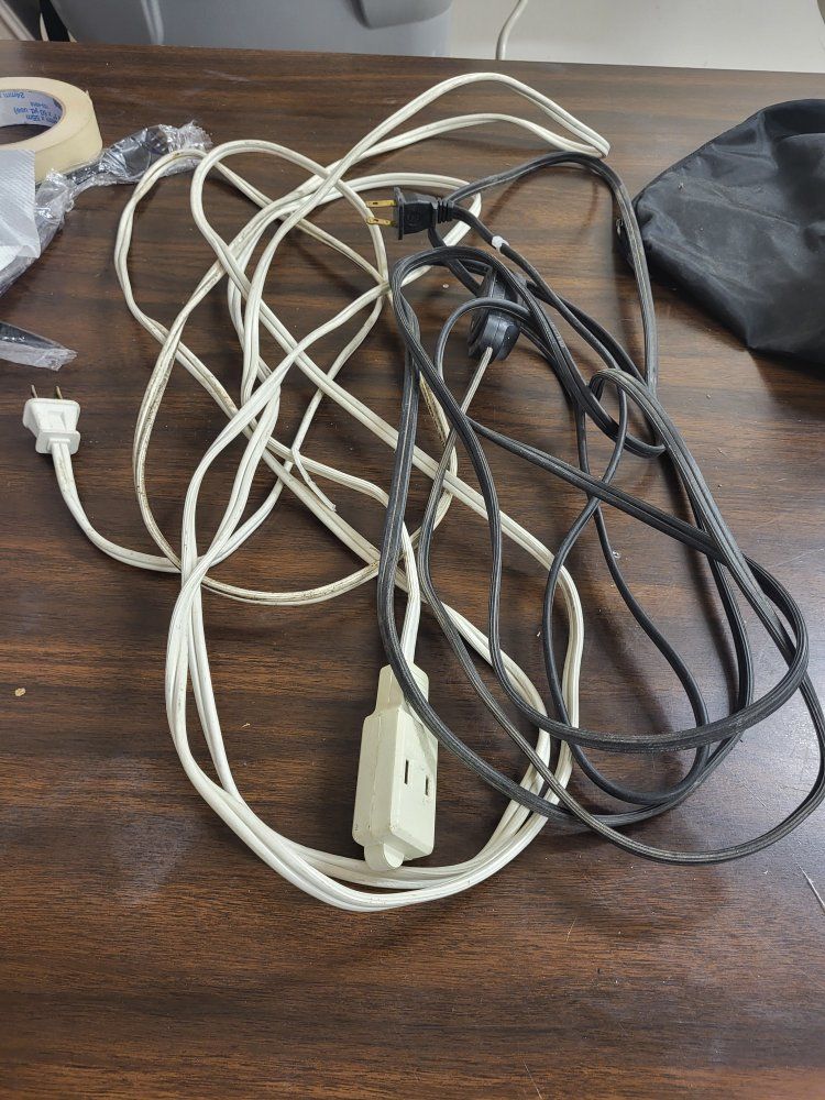 White & Black Electrical Extension Cords - Various Lengths, Used you choose take 1 or both