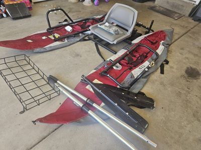 Wilderness 9 Pontoon Boat for Fishing Inflatable Raft with Oars & Seat