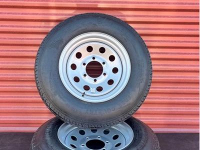 Set of 2 Free Country ST 225/75 D 15 Trailer Tires Mounted on New Silver Mod Wheels 6 on 5.5 Lug Pattern.Brand New
